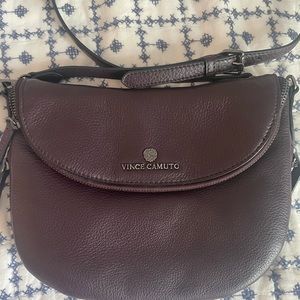 Vince camuto leather crossbody bag deep eggplant color.  Barely used